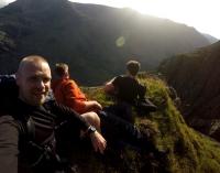 Brave Dave posing for the camera whilst resting from a long scramble up Bryant's Gully, Snowdonia